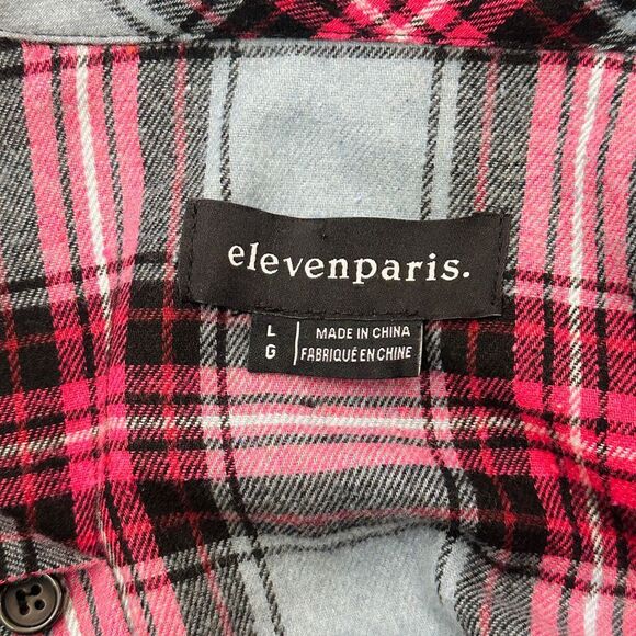 Eleven Paris Plaid Flannel Button Down Shirt - Size Large - Picture 4 of 4